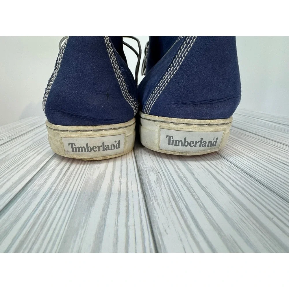 Mens Timberland Sneakers Leather Lace‎ Up Ankle High Top Blue Grey Shoes Sz 11.5